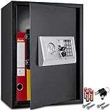 KESSER® Elektr. Tresor | 50x35x34,5 XXL Türstärke 4mm | Elektronischer Safe | Doppelbolzenverriegelung | Wandtresor | Ink. Montagematerial | Dokumententresor Innenbeleuchtung Panzerschrank Schwarz